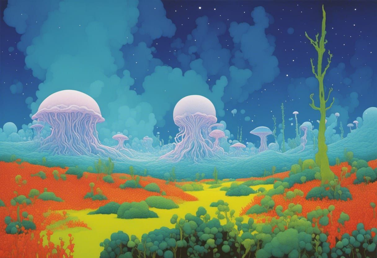 Vibrant Alien Landscape Illustration
