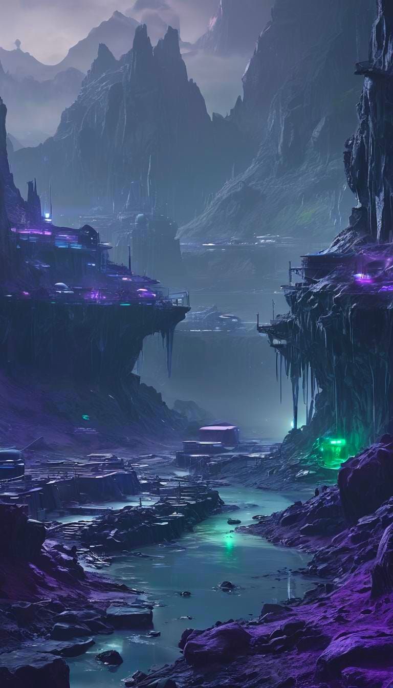 Callisto Mining Colony in Cyberpunk Style