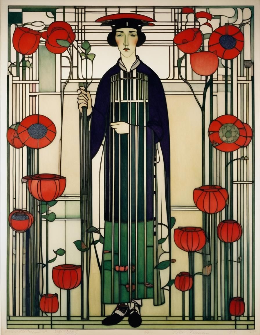 Architectural Drawing in Glasgow School Style