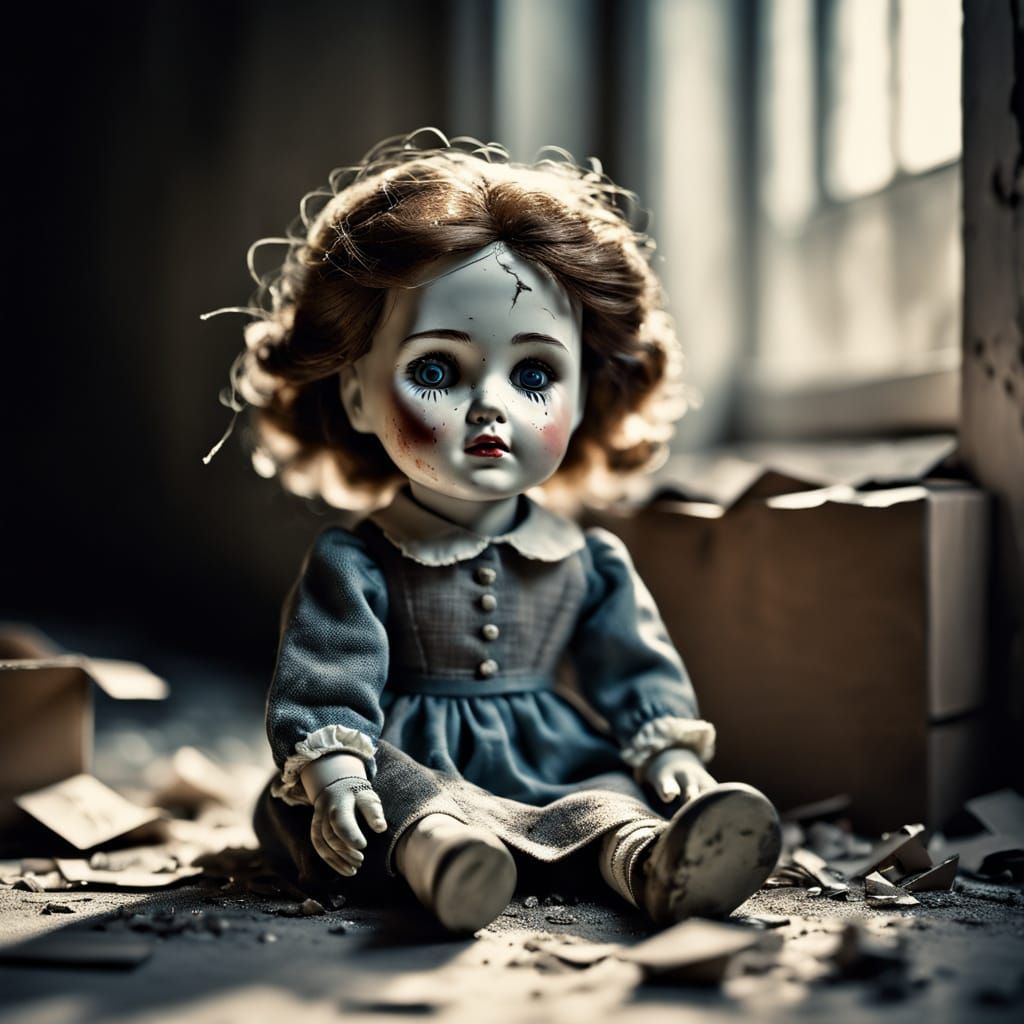 Forgotten Porcelain Doll in Dusty Silence