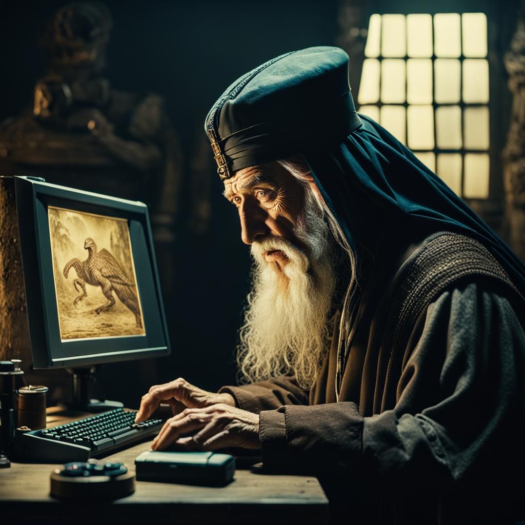 Da Vinci Designs with Computer: Cinematic Film Still