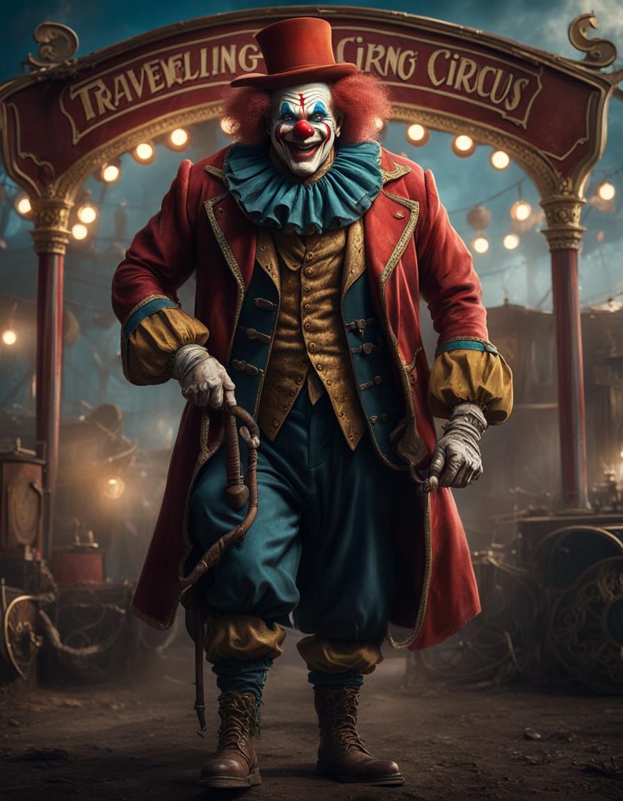 Muscular Hobo Clown in Detailed Matte Painting