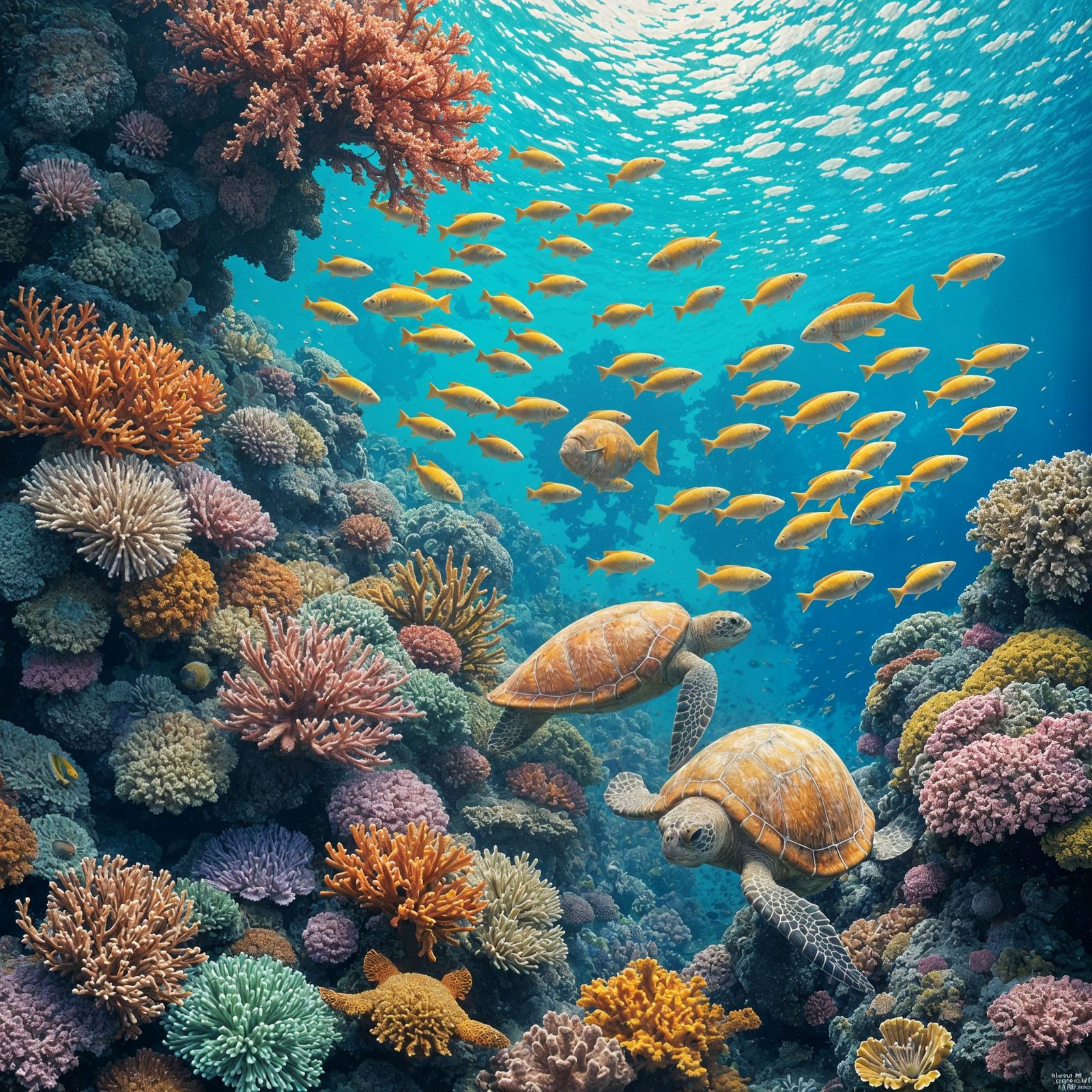 Coral Reef Impressionist Painting in Winslow Homer Style