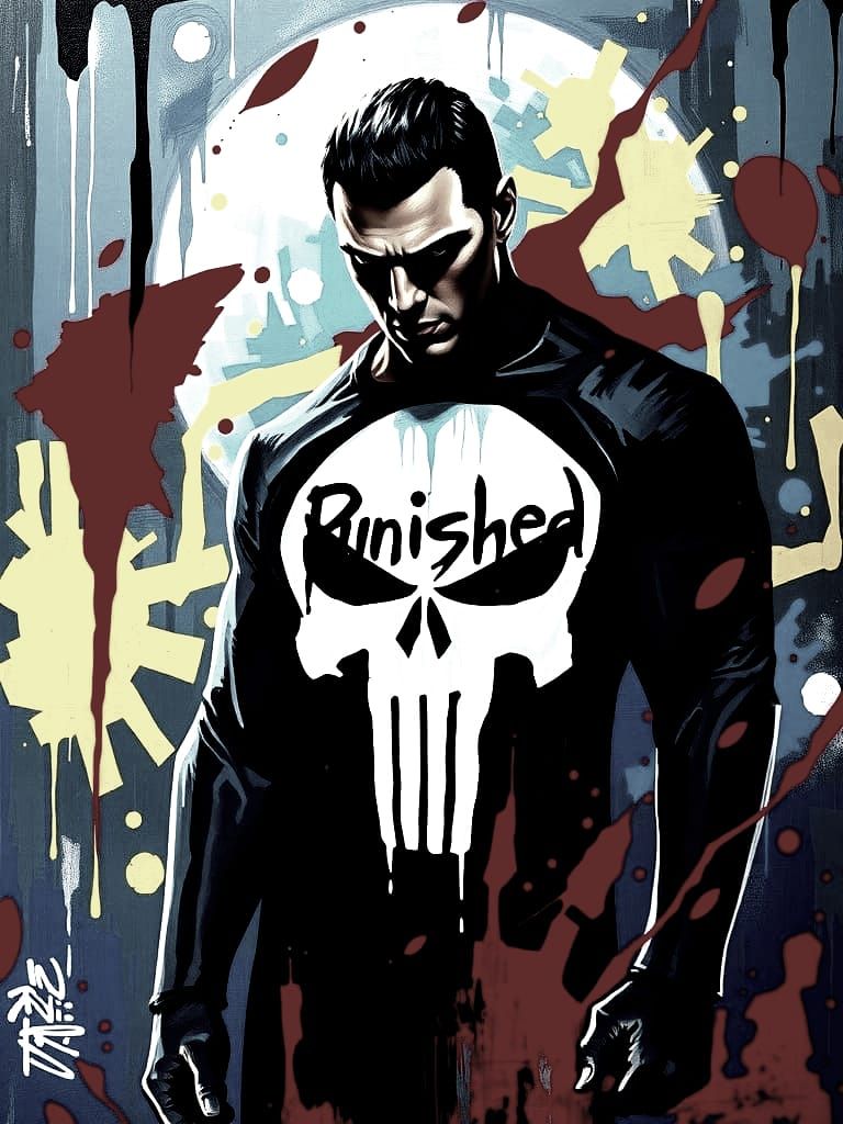 Abstract Expressionist Punisher in Geometric Style