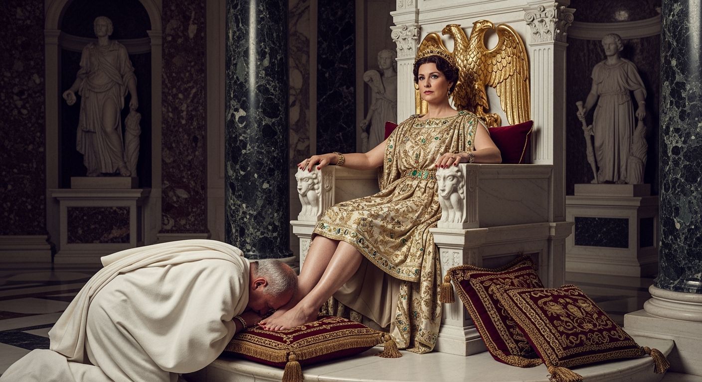 Empress Messalina on Her Throne in Lavish Toga