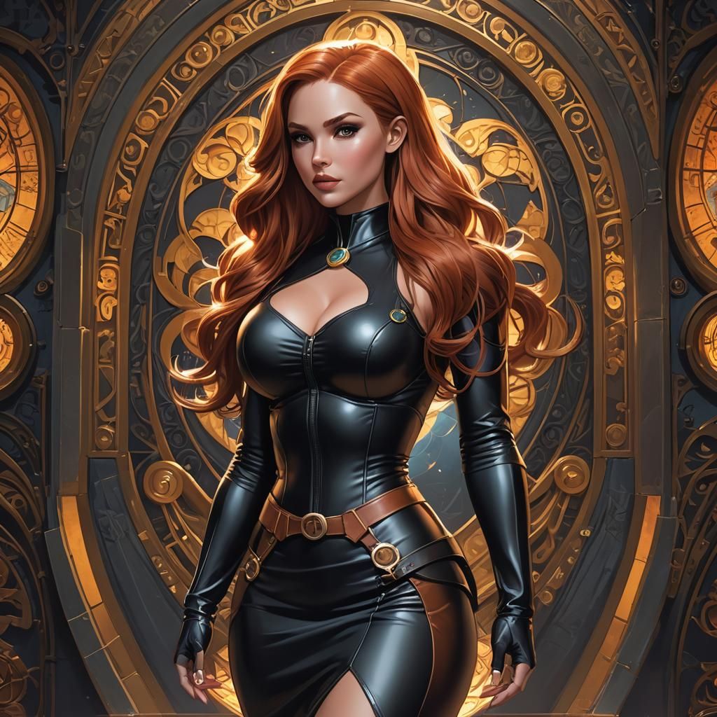 Demon Girl in Latex Outfit, Dark Fantasy Art