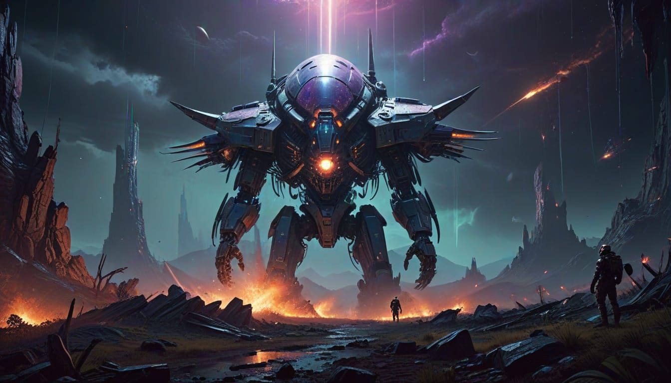 Ethereal Alien Landscape: Resolute Space Marines Confront On...