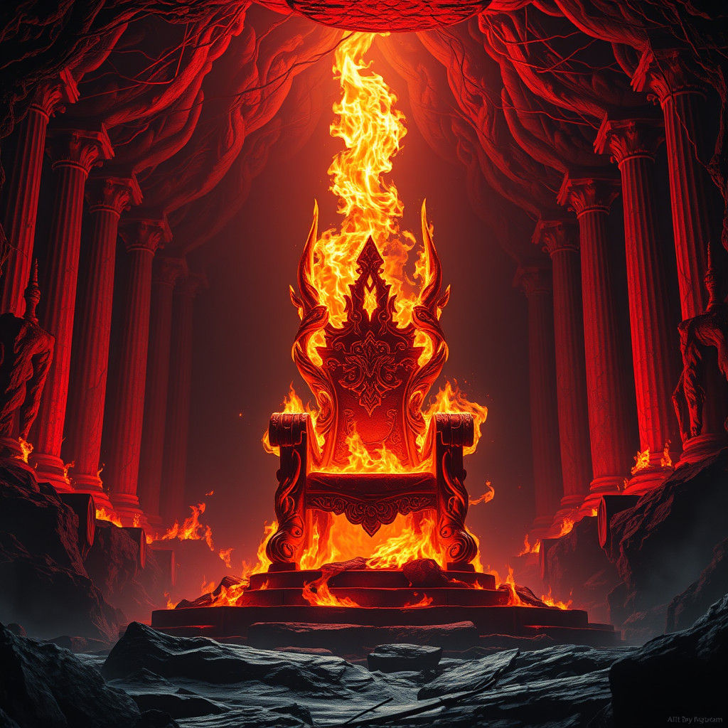 Flaming Throne in the Underworld, Matte Painting