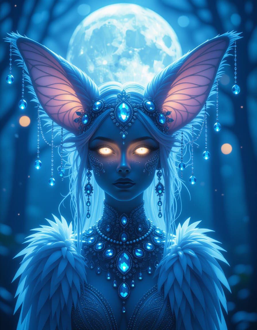 Haunting Pearl-Adorned Creature in Magical Forest