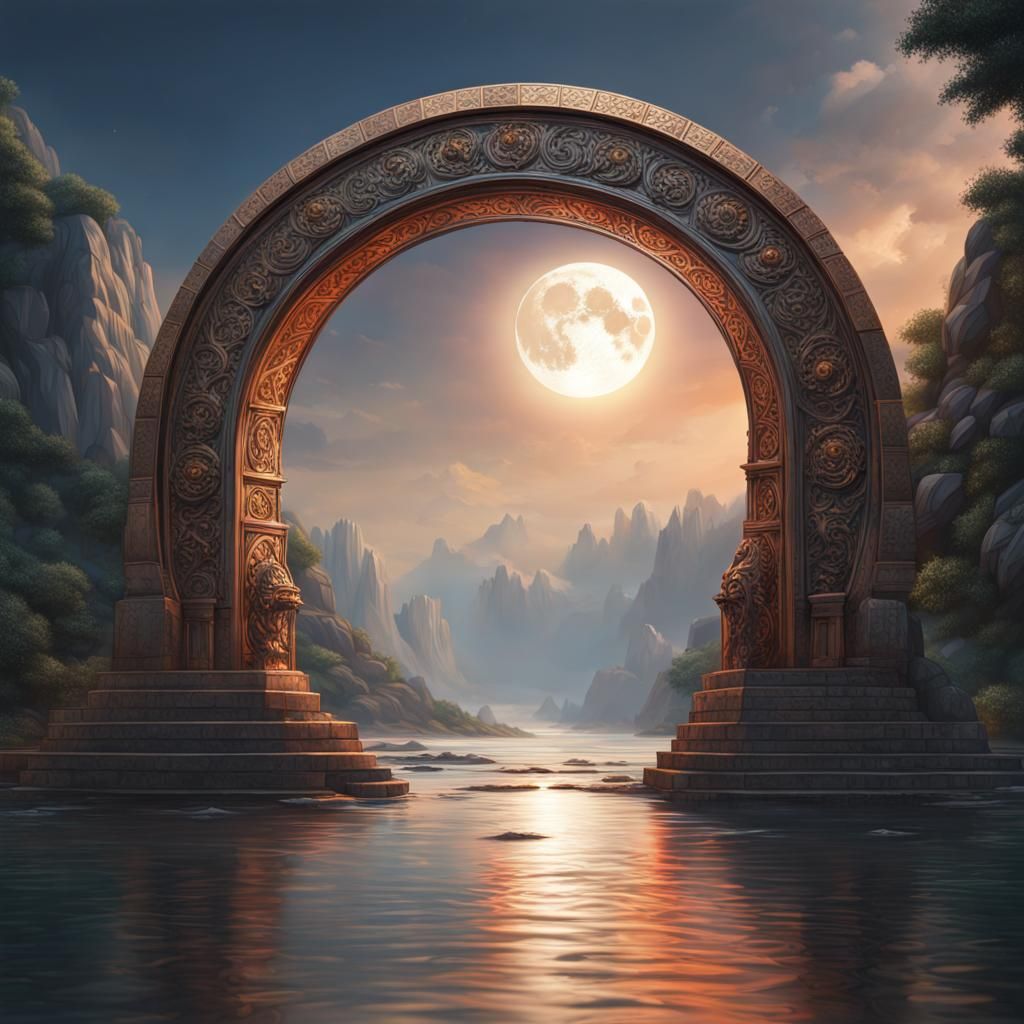 Hyperrealistic Moon Gate Concept Art