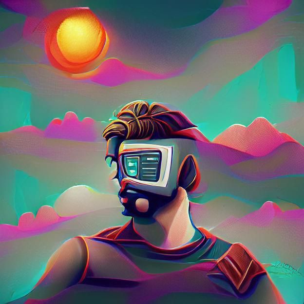 Vibrant Retro Digital Art Composition