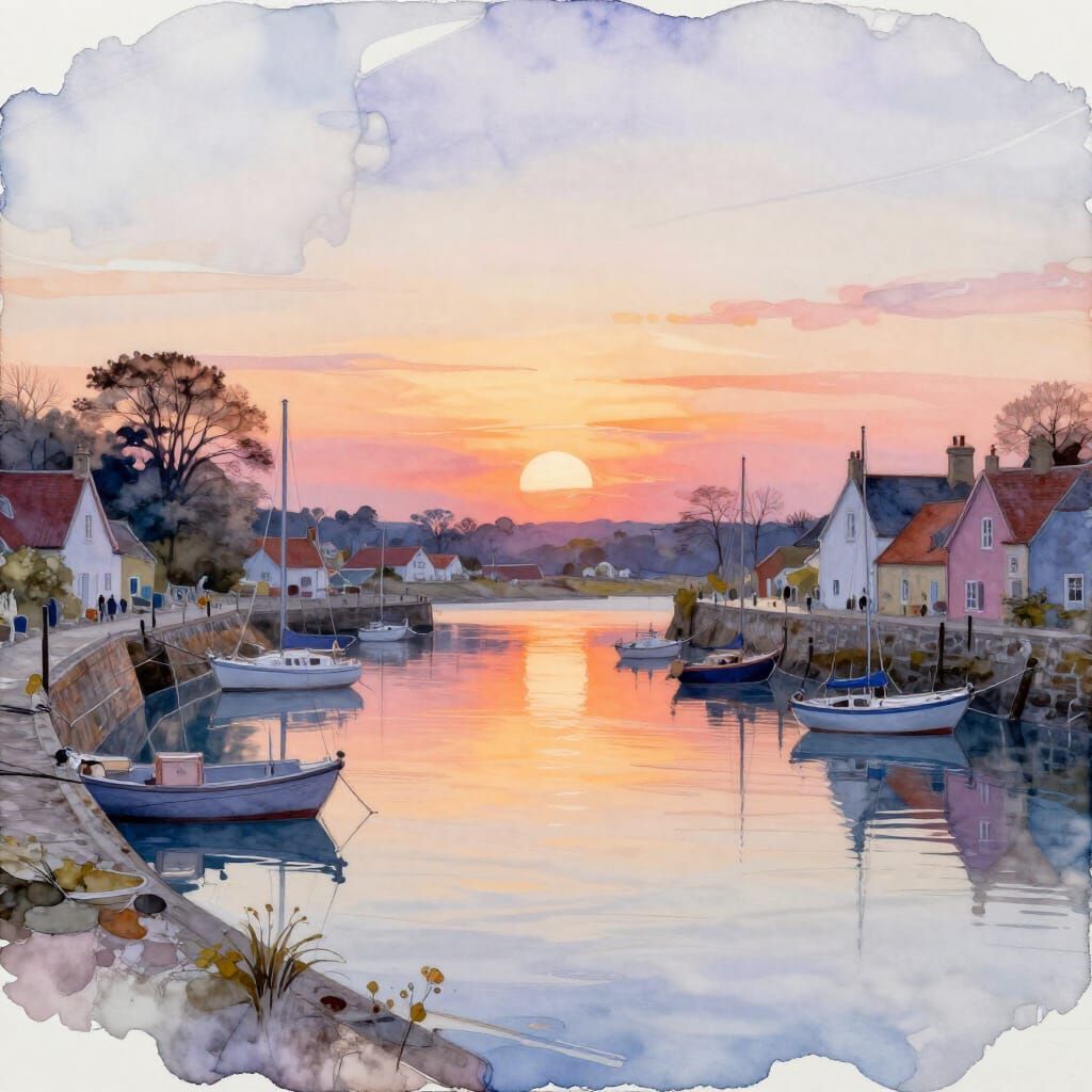Otherworldly Alcohol Ink: Tranquil Harbour at Sunset