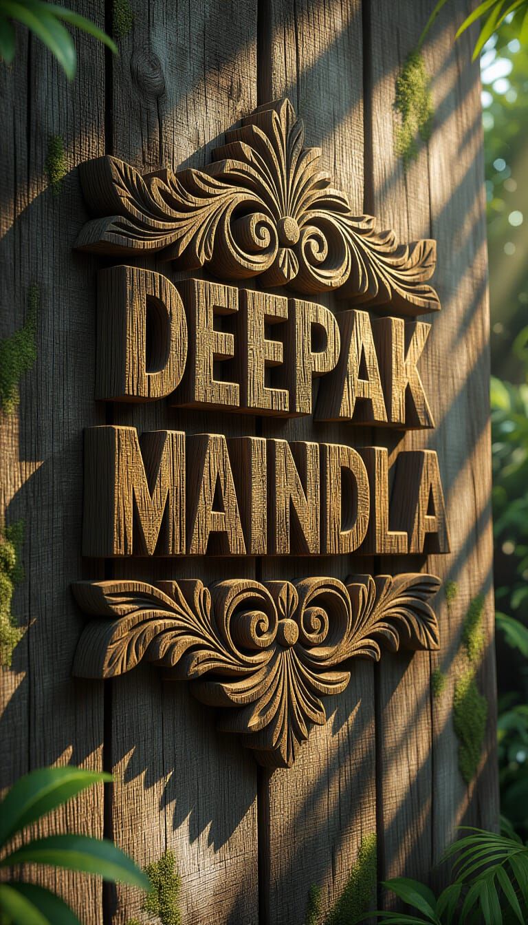 Name Carved in Ancient Wood, Hyperrealistic Digital Art