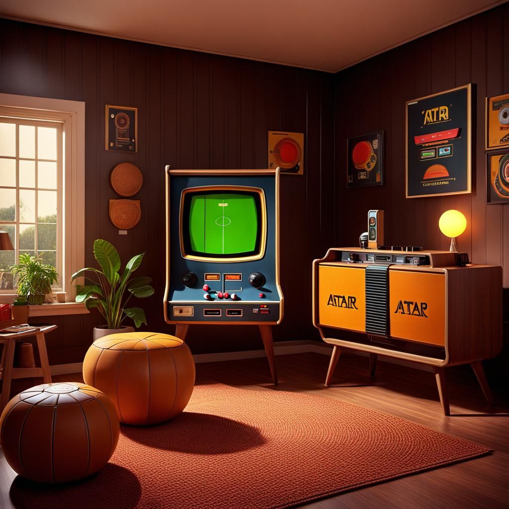 Atari Console in 70s Kidsroom: Matte Painting