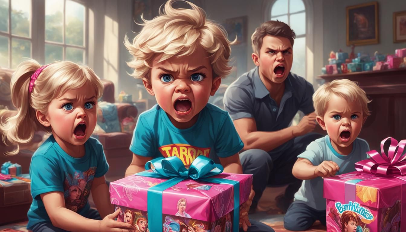 He's throwing a right tantrum, but the Barbie gifts are actu...