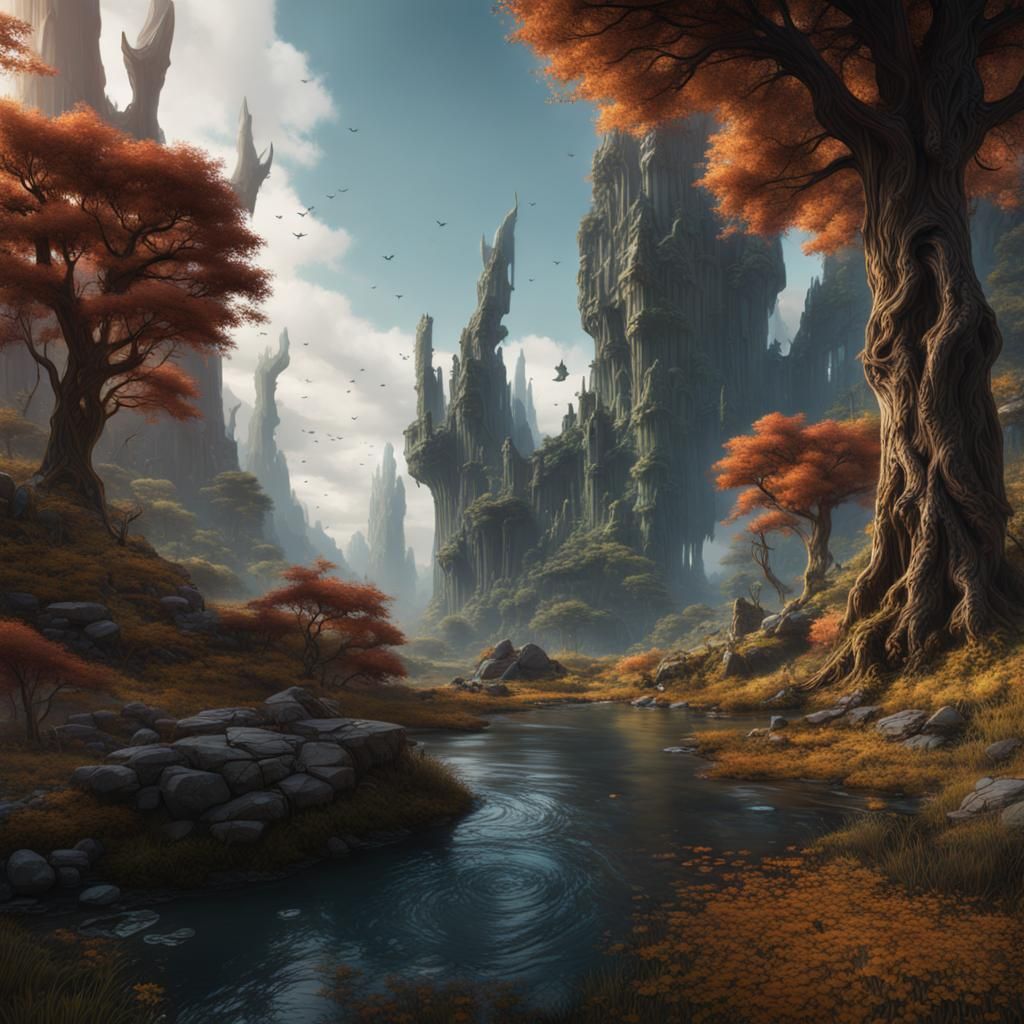 Fantastical Nature Landscape in Detailed Matte Painting