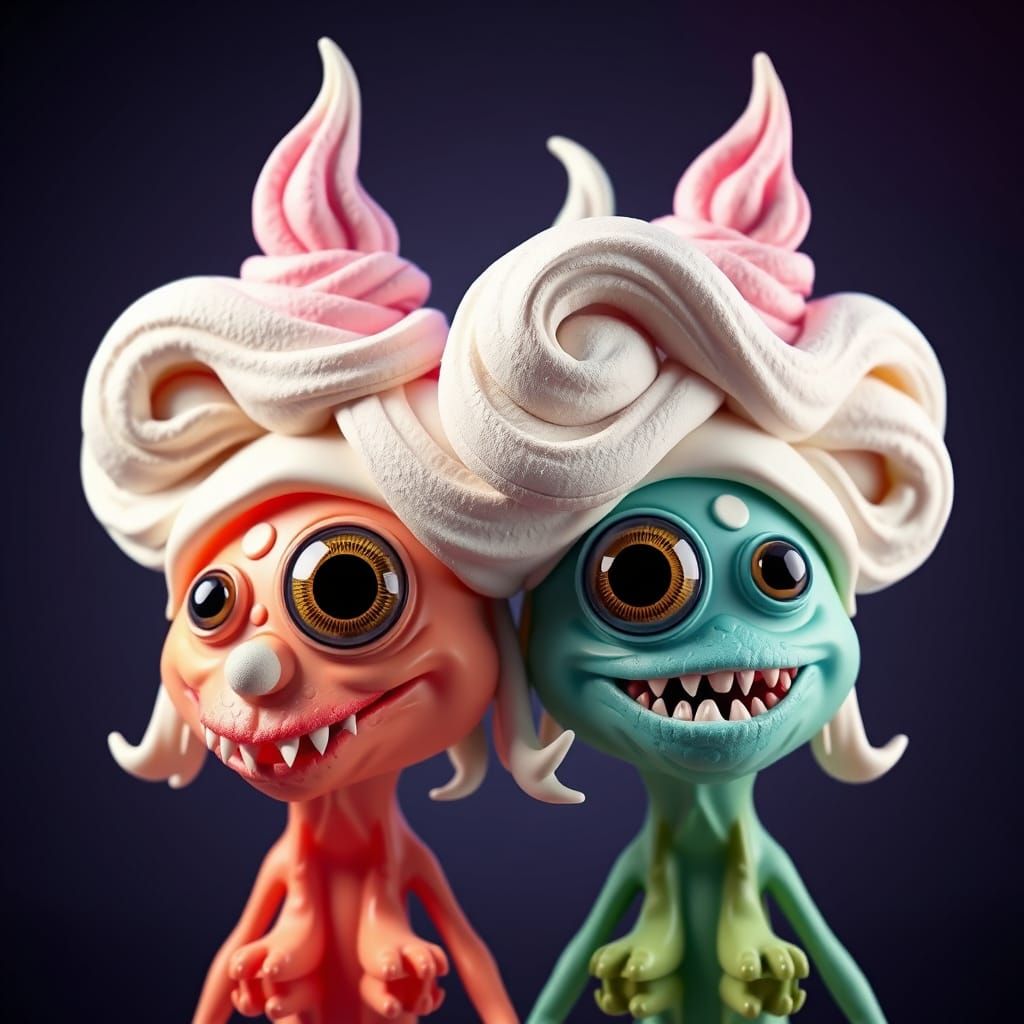 Candy Monsters with Ice Cream Hair in 3D