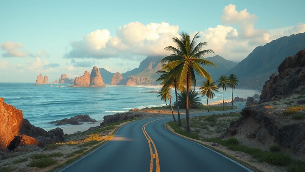 Atlantis Road Beachscape in Digital Art Style