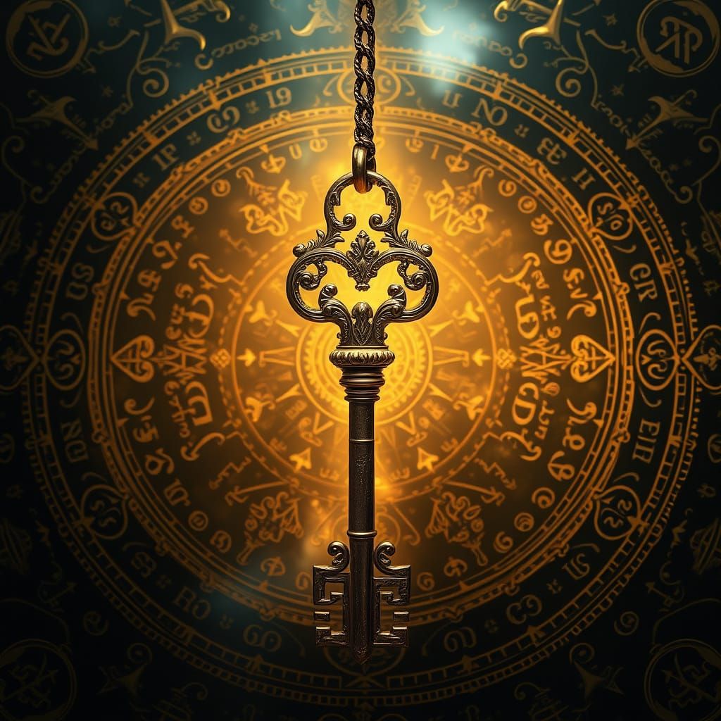 Ancient Key Radiates Mystical Aura in Ethereal Environment