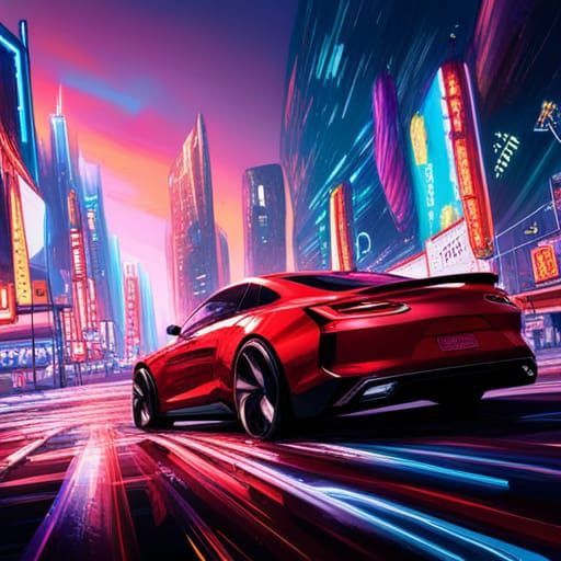 Cyberpunk Spider-Car Walks City Street: Hyperrealistic Splas...