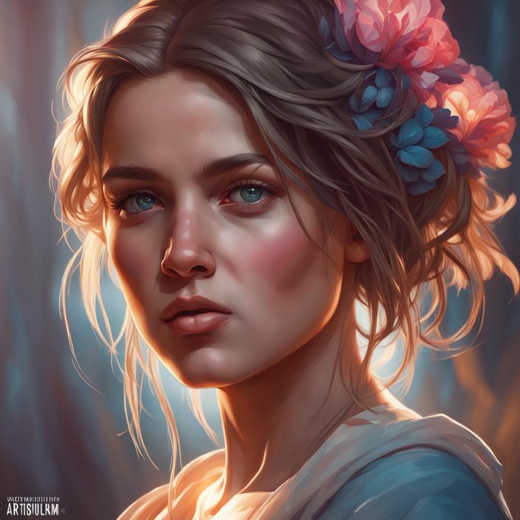 Detailed Portrait of a Girl in Art Nouveau Style