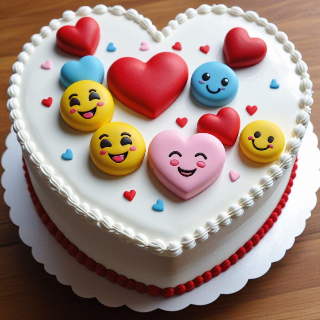 Delicate White Dessert in Heart-Shaped Cake