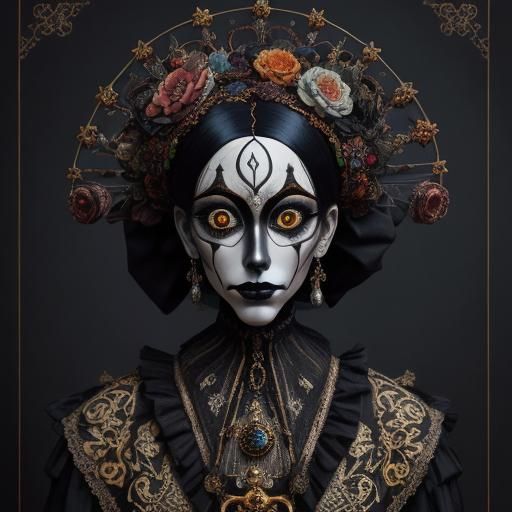 Haunted Marionette Portrait in Dark Ornate Style