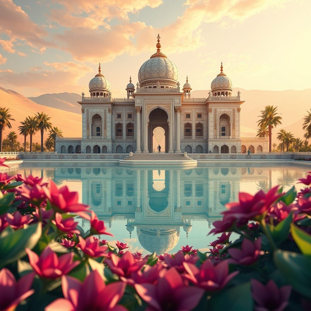 Majestic Marble Palace in Serene Oasis