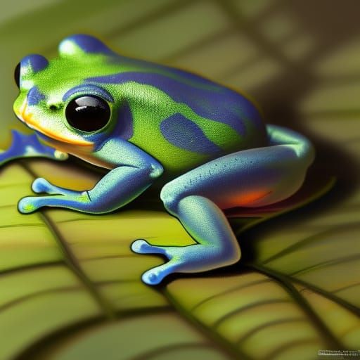 Realistic Dart Frog with Acrylic Paint Splash
