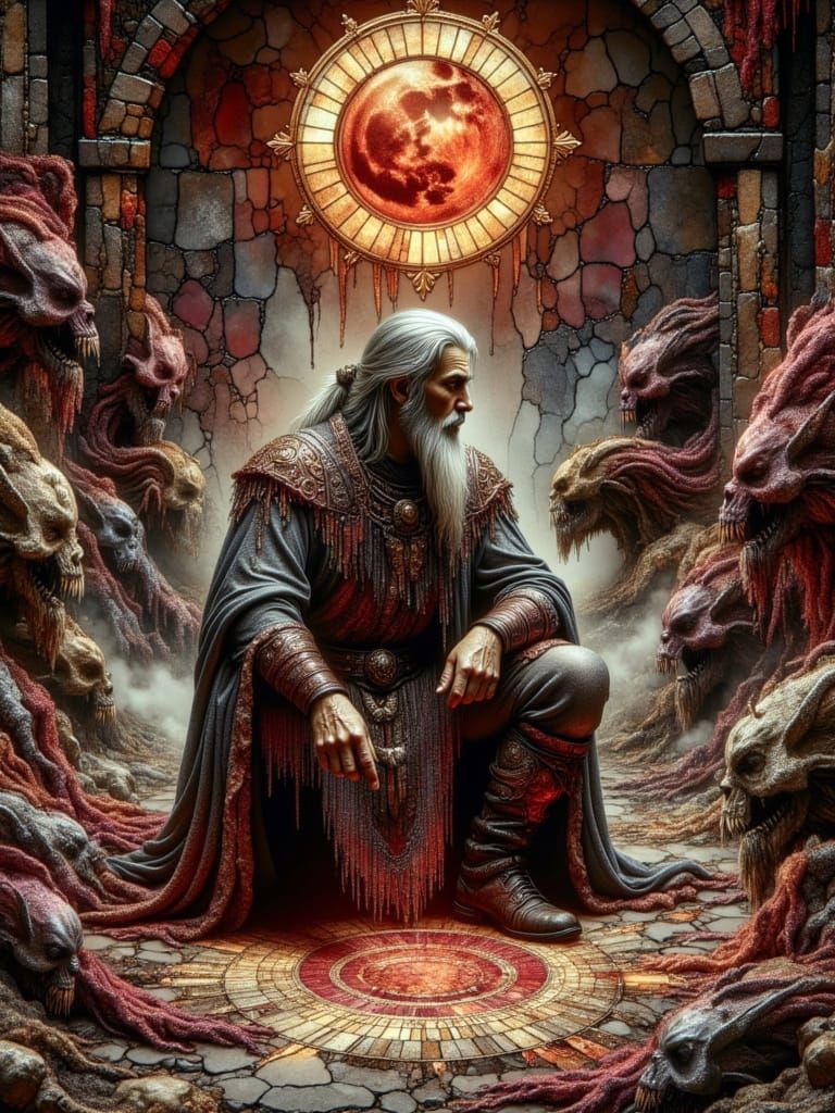 Wizard Summoning Demons in Dark Fantasy Style