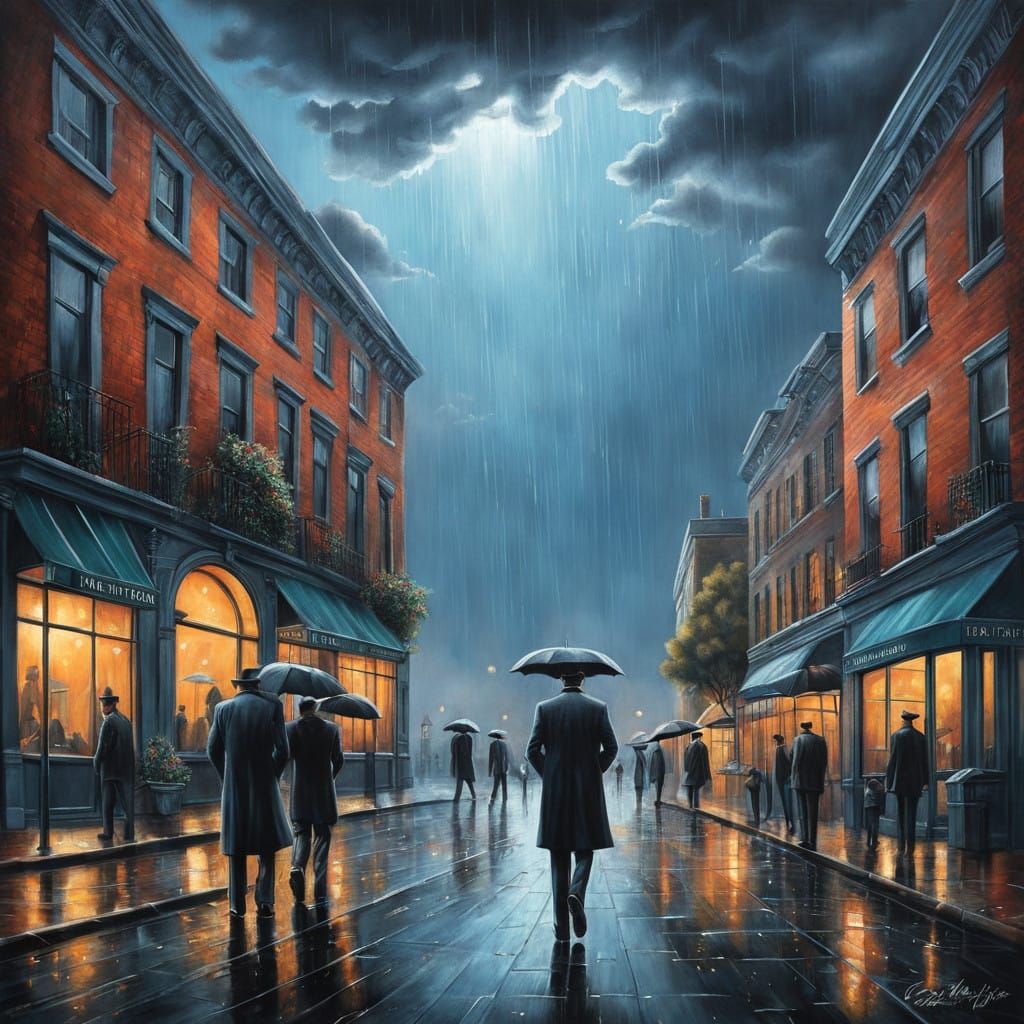 Men Falling from the Sky in a Surreal, Hyper-Realistic Scene