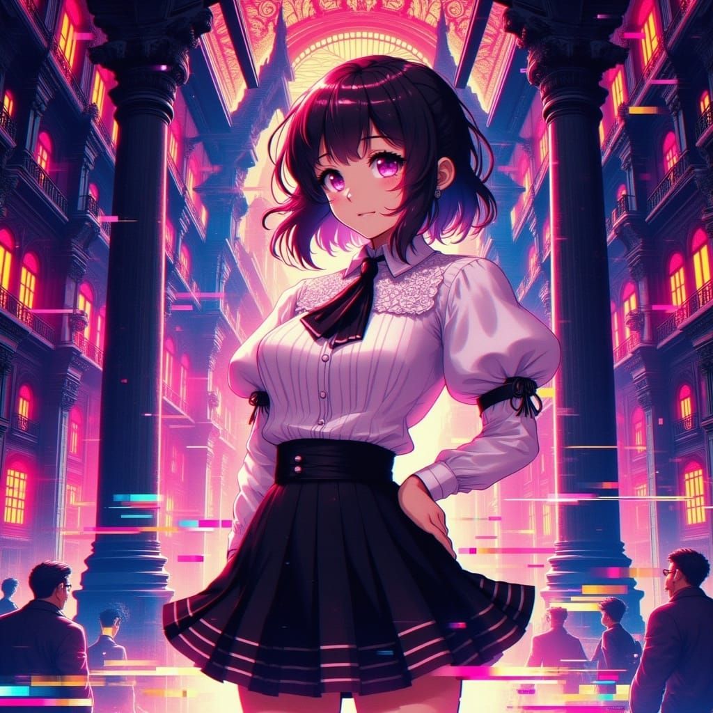 Elegant Anime-Inspired High School Girl with Tie