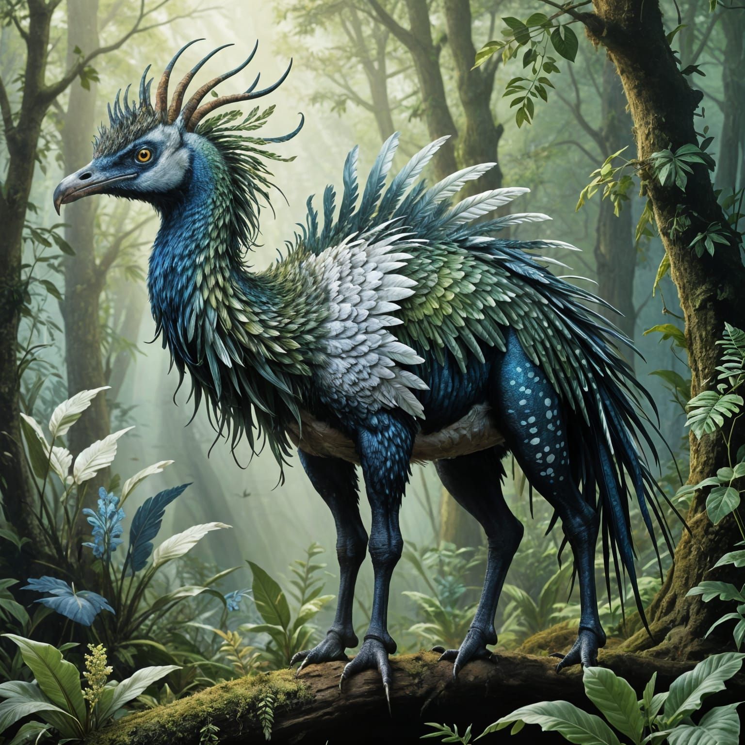 Giant Terror Bird Chases Tiny Mammal