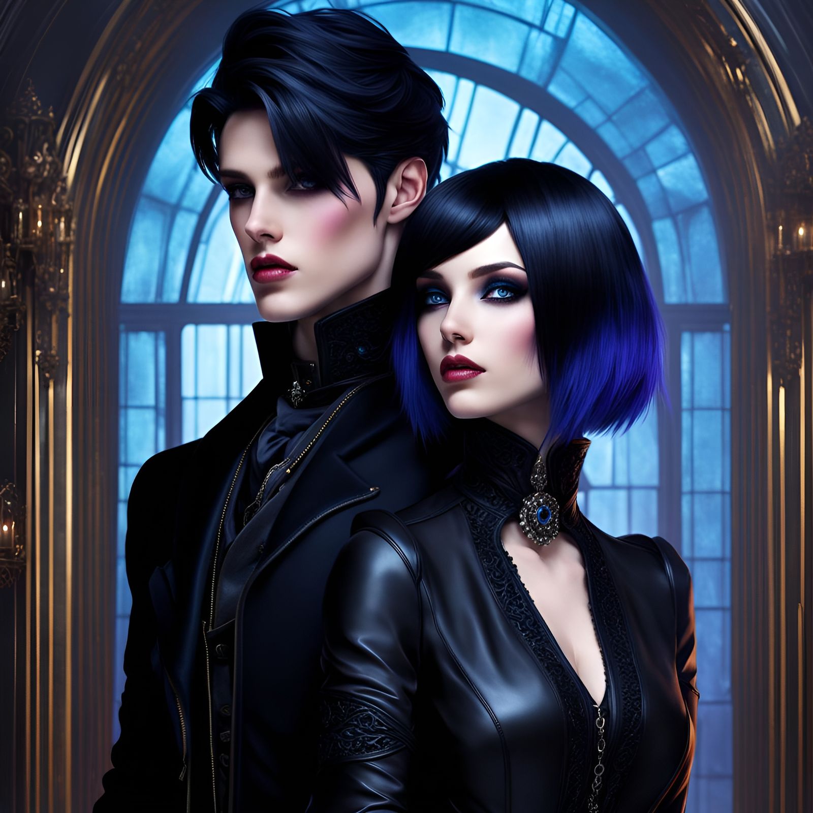 Gothic Twins in Futuristic Victorian Fashion