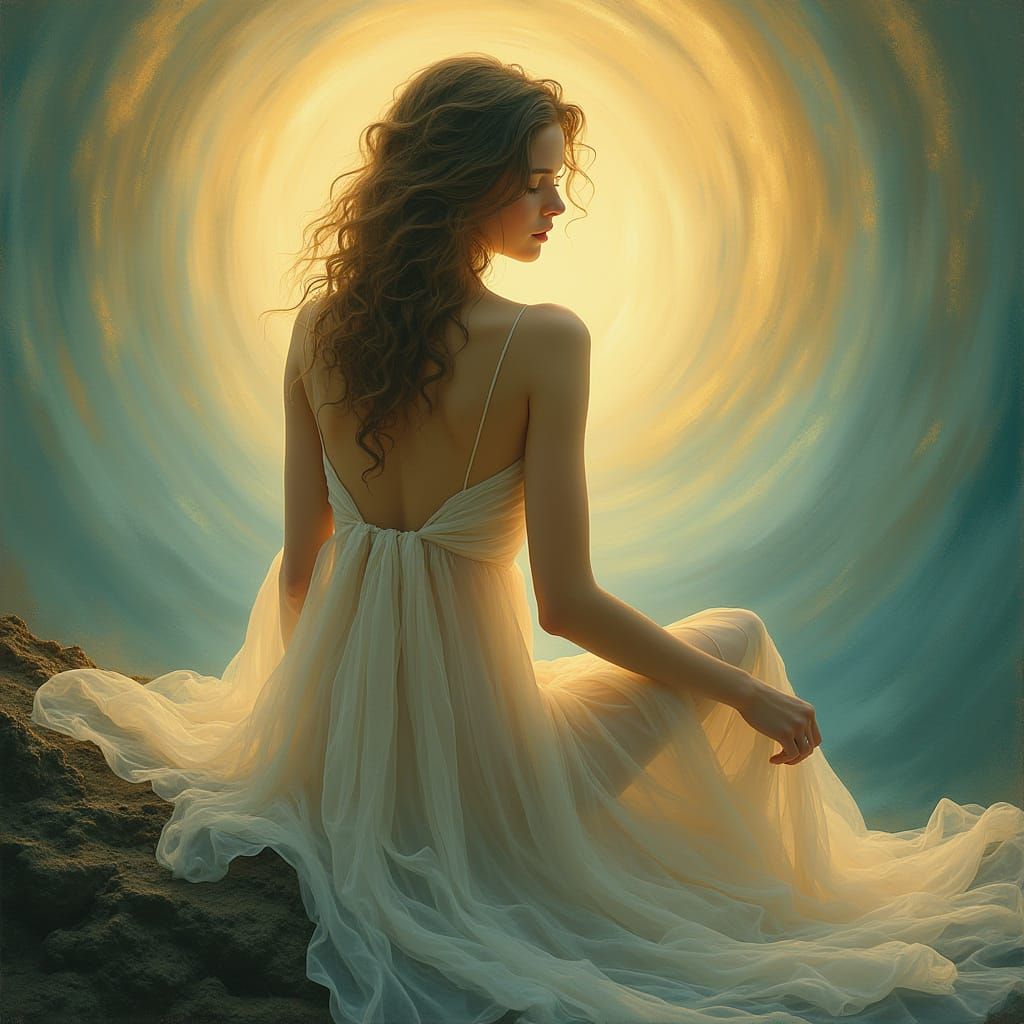 Ethereal Goddess in Dreamy Art Nouveau Style
