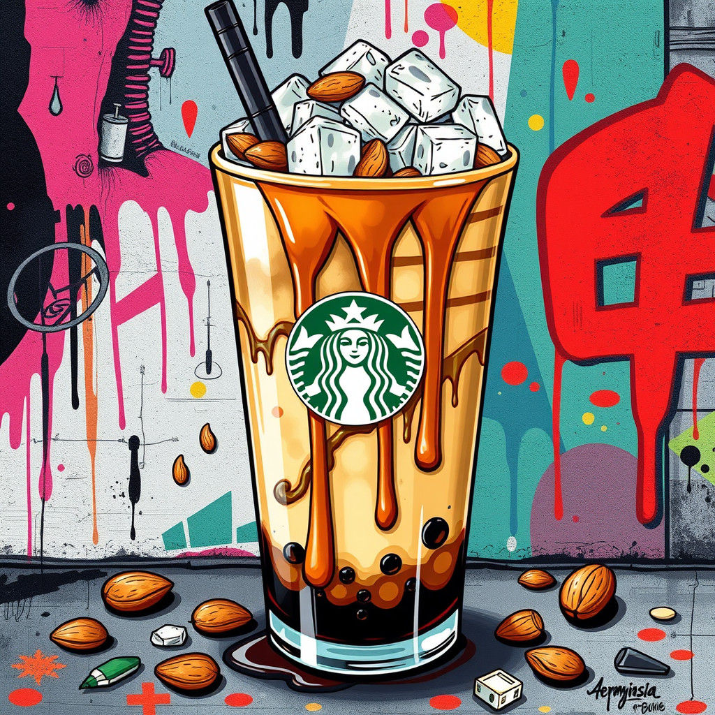 Iced Espresso Street Art in Ornate Style