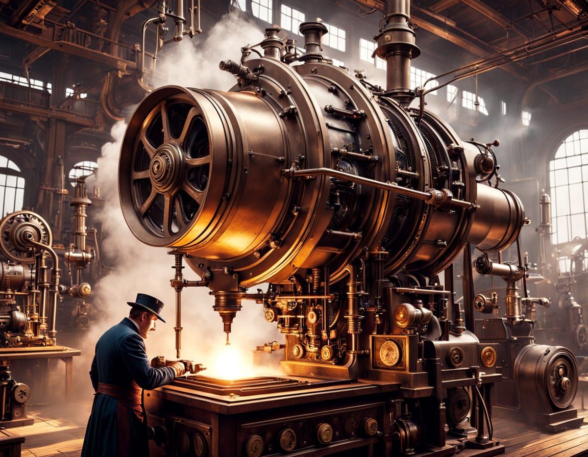 Steampunk Inventor Assembles Complex Machine in Industrial W...