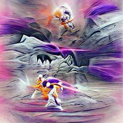 Epic Anime Battle Scene in Fiery Landscape