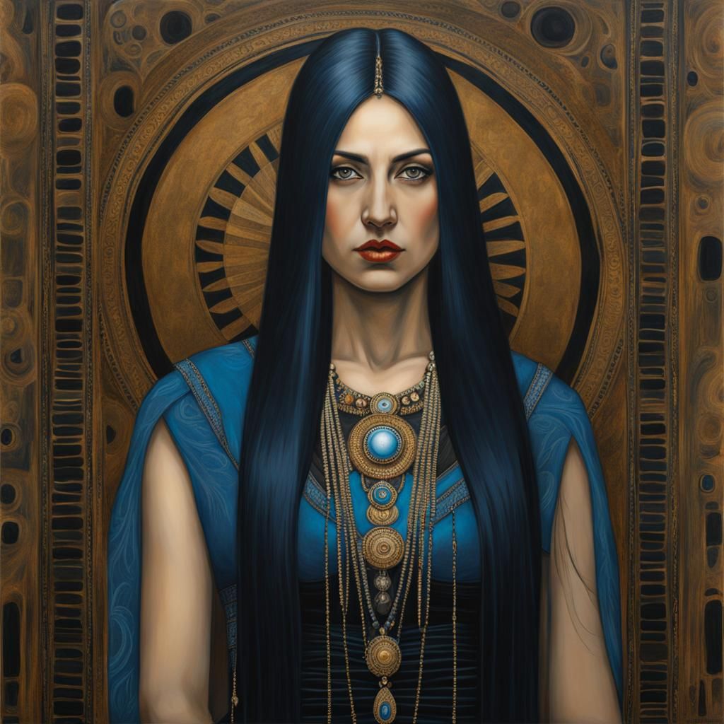 Native American Woman in Gustav Klimt Style