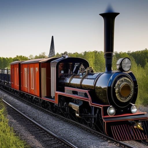 Steampunk Engine in Tim Burton Style