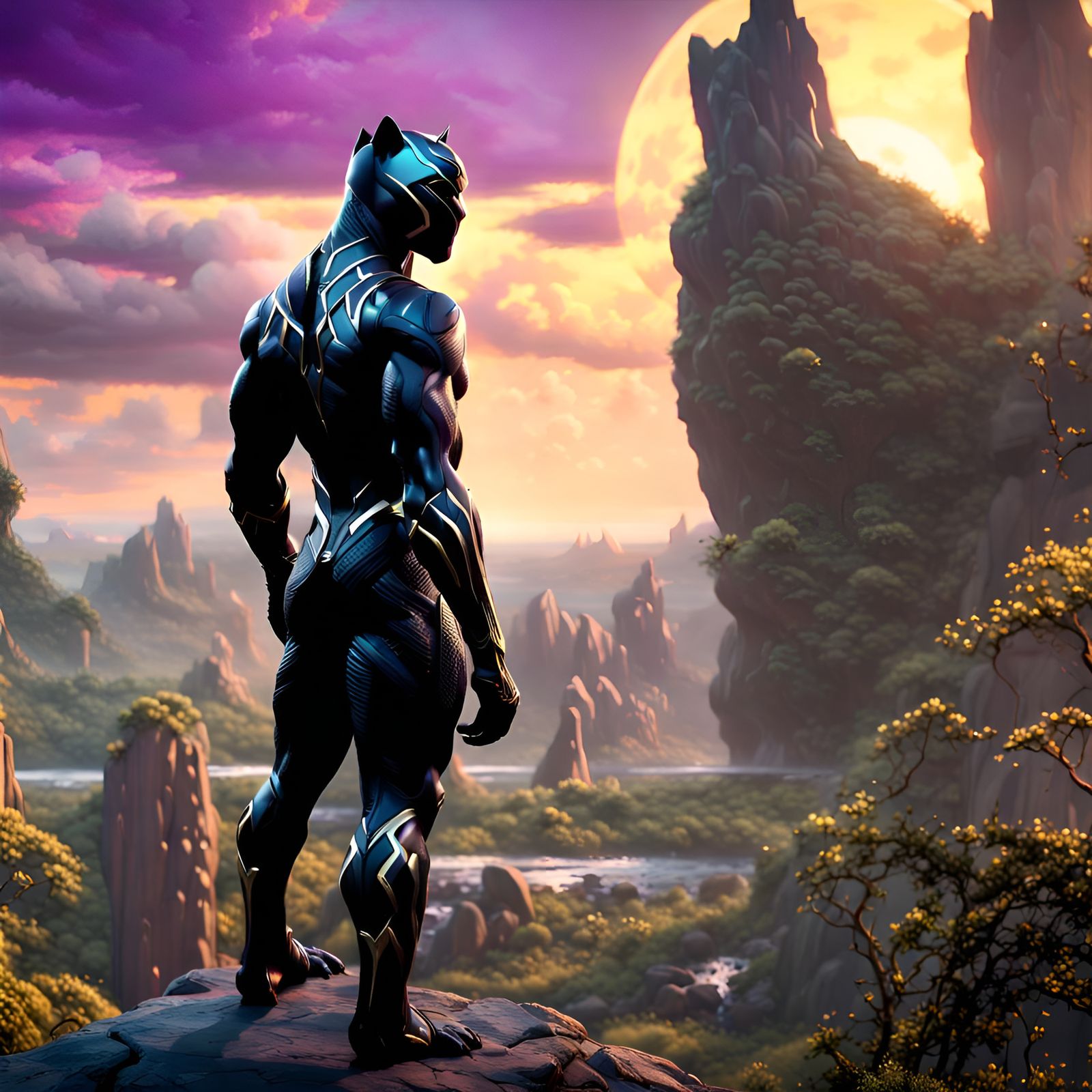 Epic Black Panther in Maximalist Digital Art