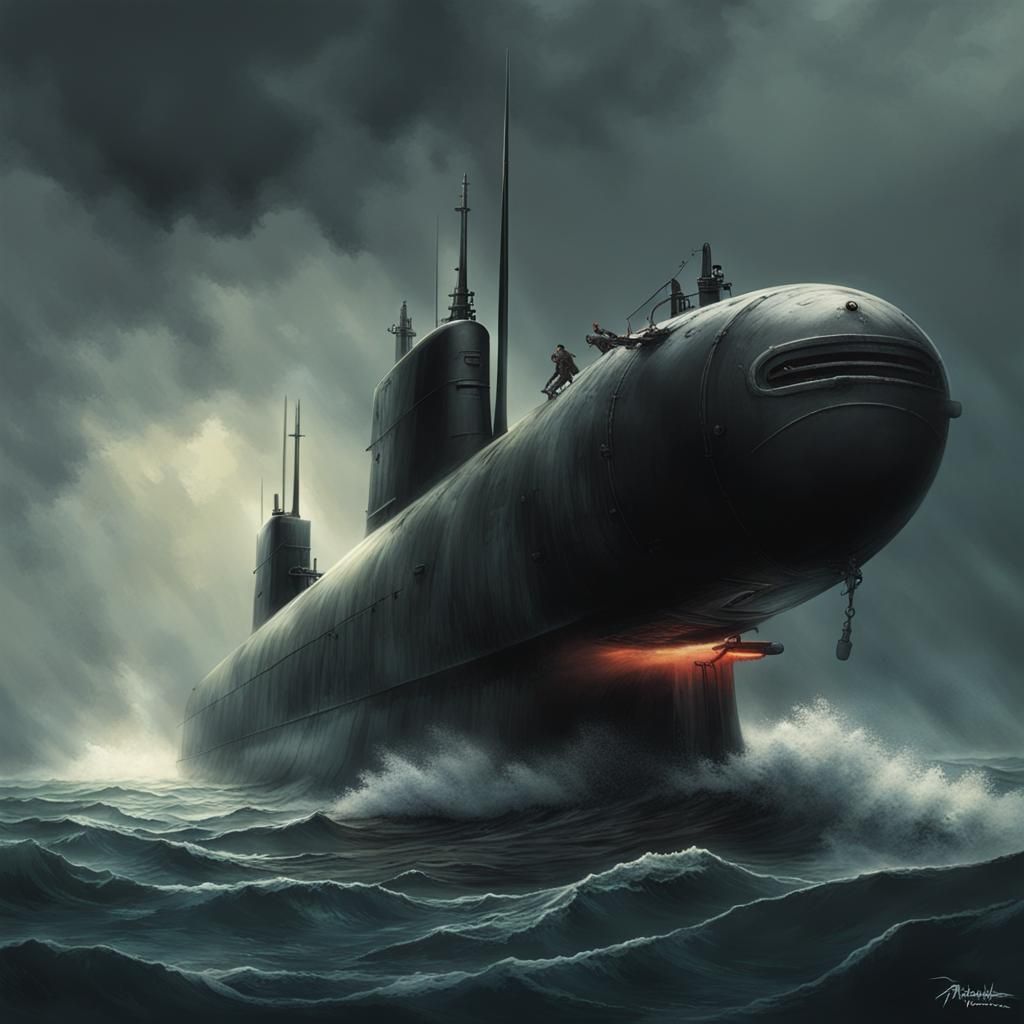 Submarine Launches Torpedo in Sinister Atmosphere