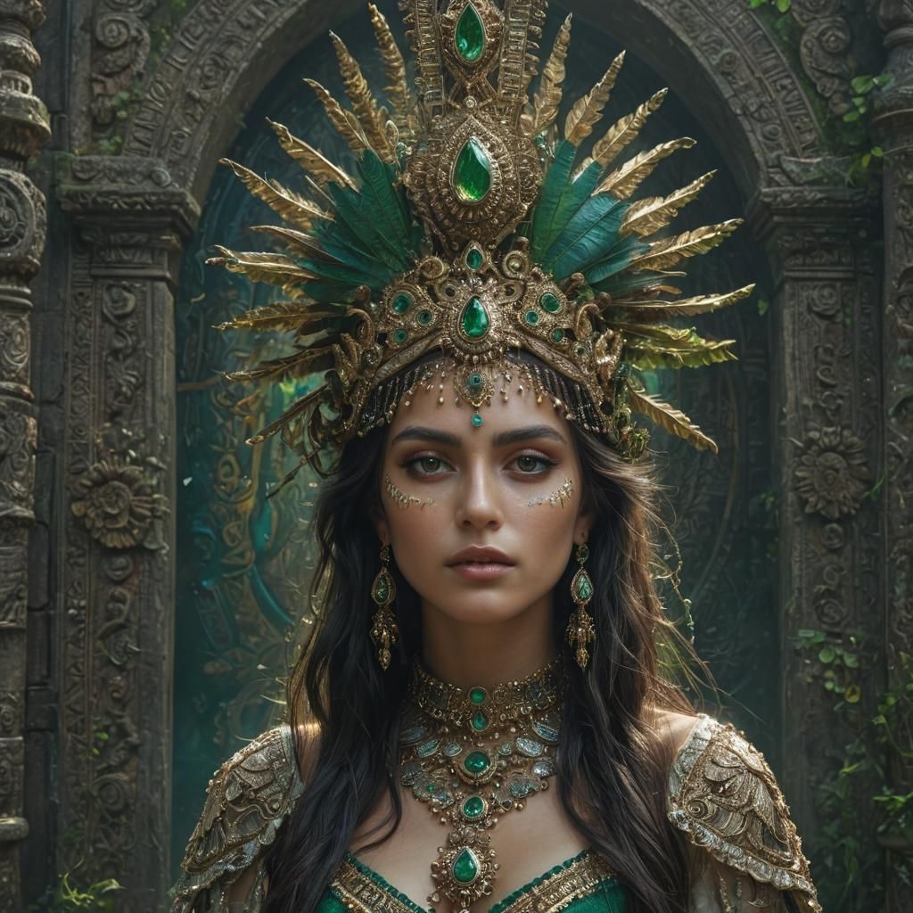 Mystical Mexican Queen in Symbolist Style