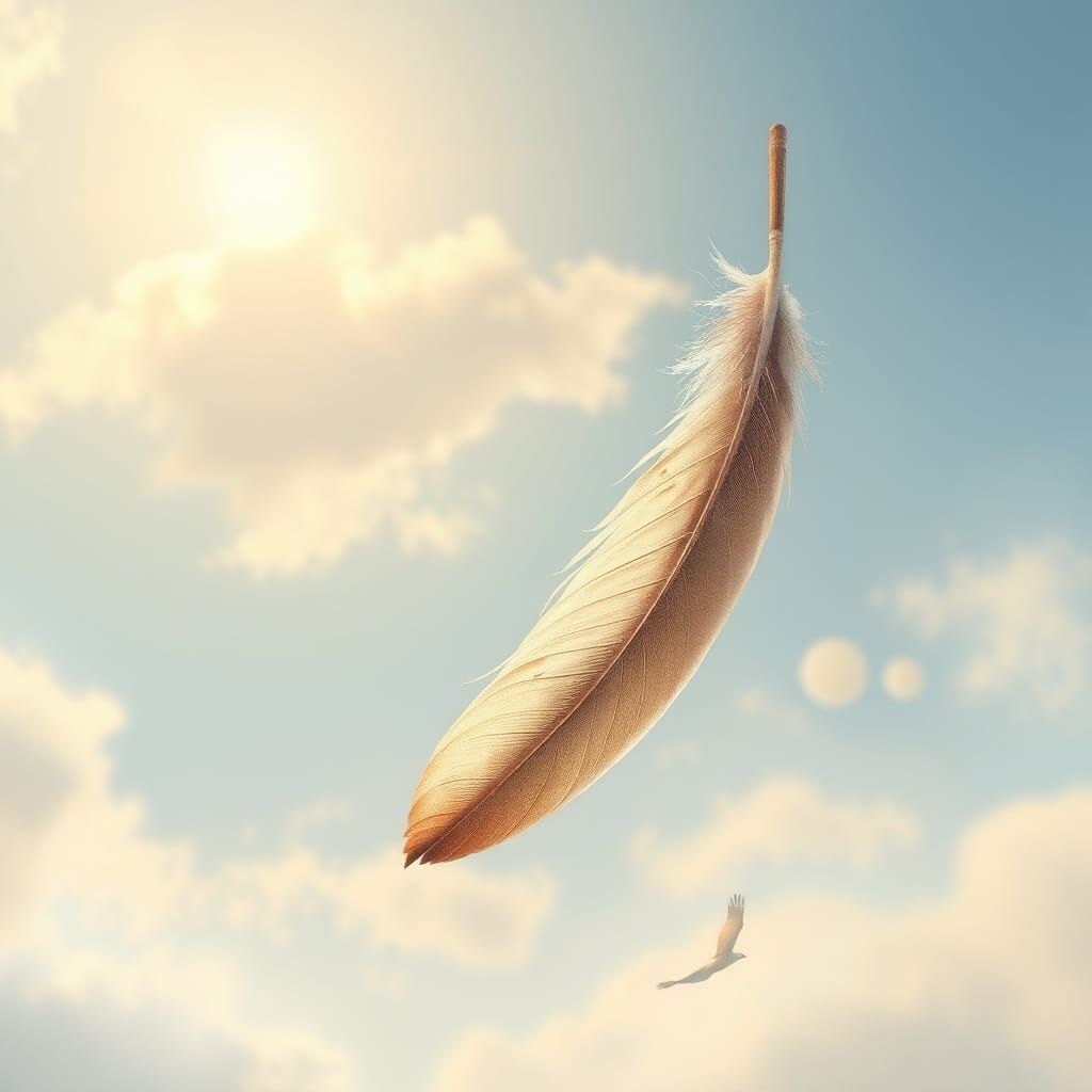 Ethereal Eagle Feather Descends in Golden Light