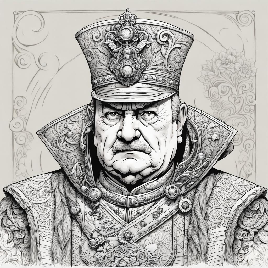 Conniving Palace Guard in Simple Line Art