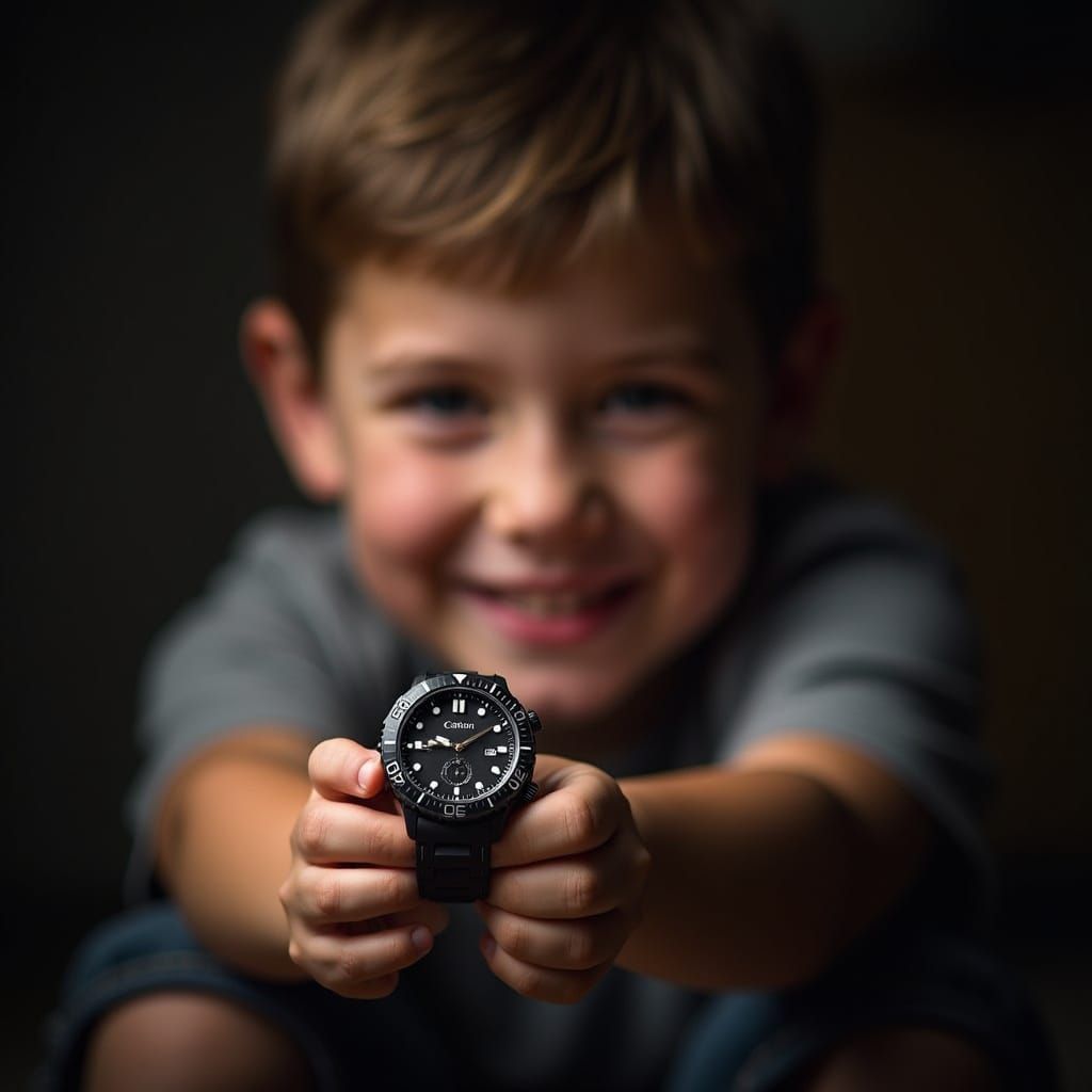 Young Boy Presents Father with Sports Watch