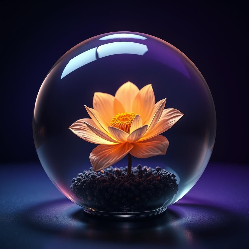 Crystal Globe Flower: Hyperrealistic Sci-Fi Art