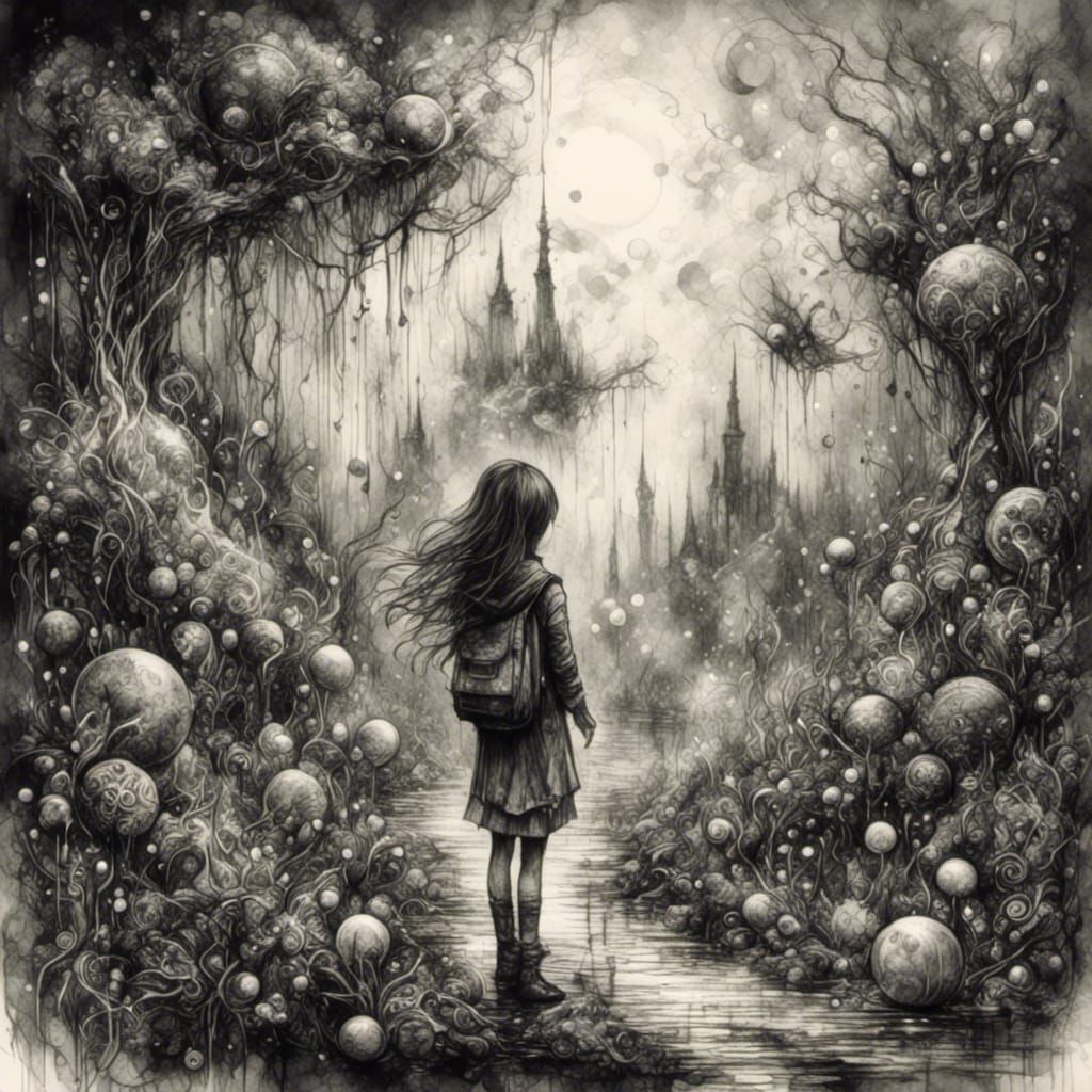 Enchanted Forest in Black and White Ink