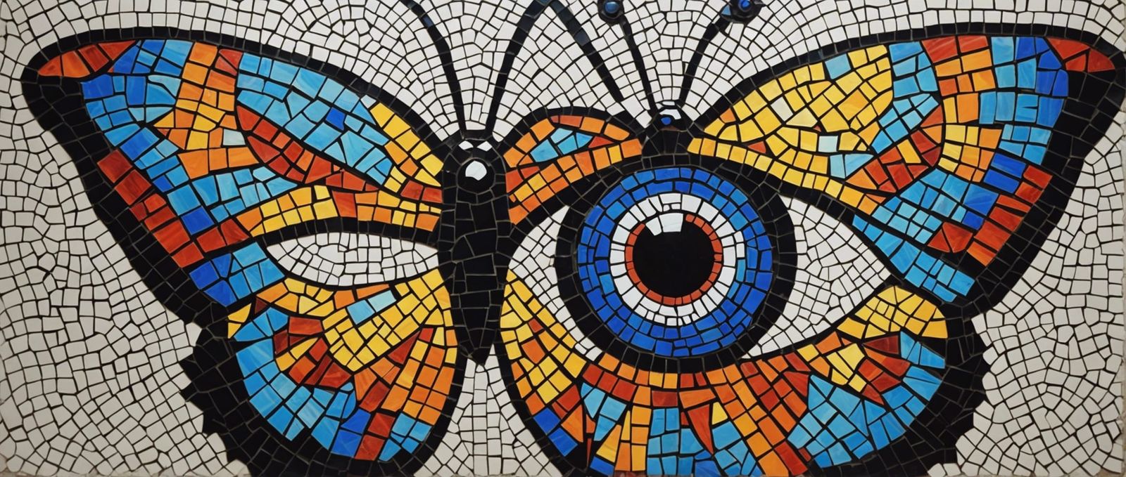 Colorful Butterfly Mosaic with Human Eye Pattern