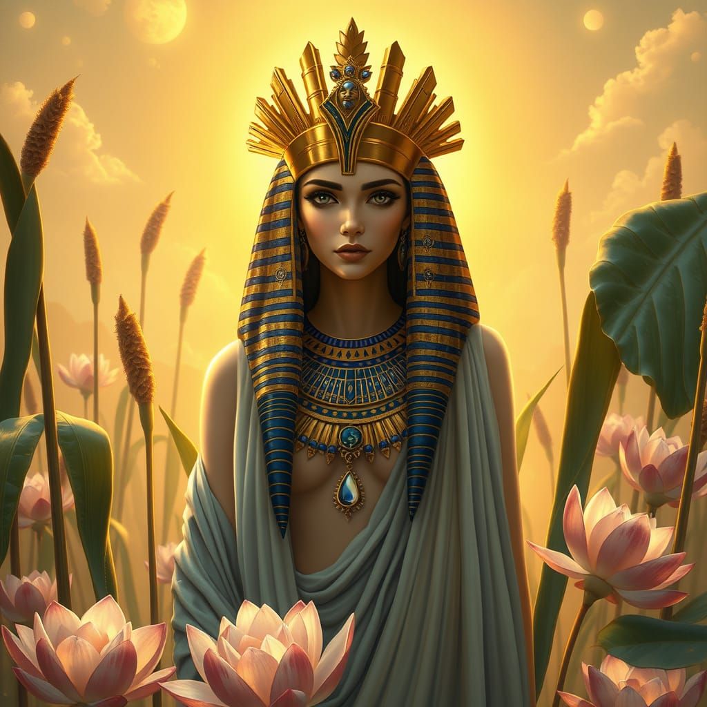 Egyptian Goddess in Golden Splendor